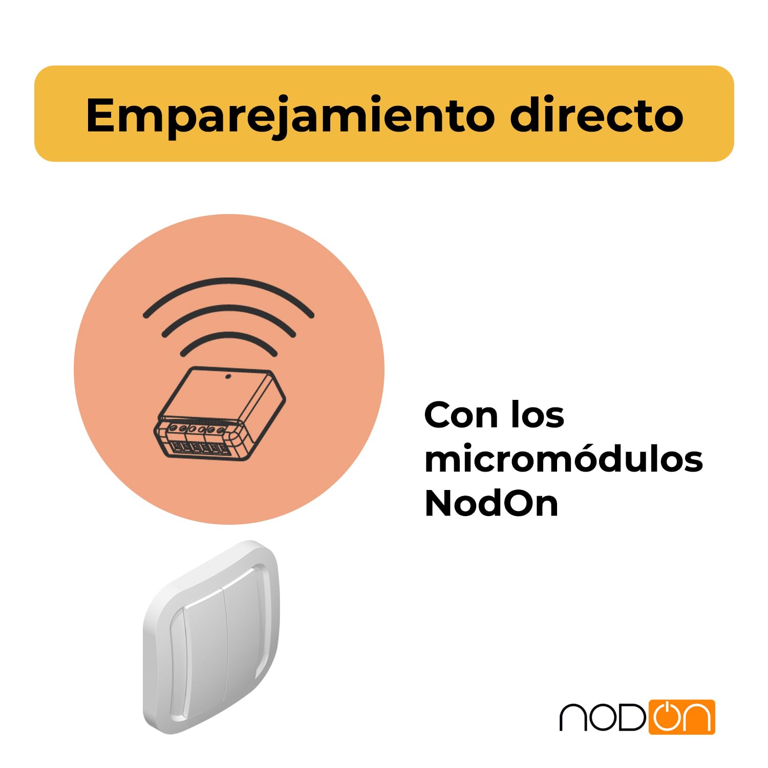 NodOn - Interruptor de Pared Inalámbrico Zigbee Green Power sin Pila ni Batería - Instalación Rápida - Interruptor Inteligente Compatible con Home Assistant, Z2M, Jeedom