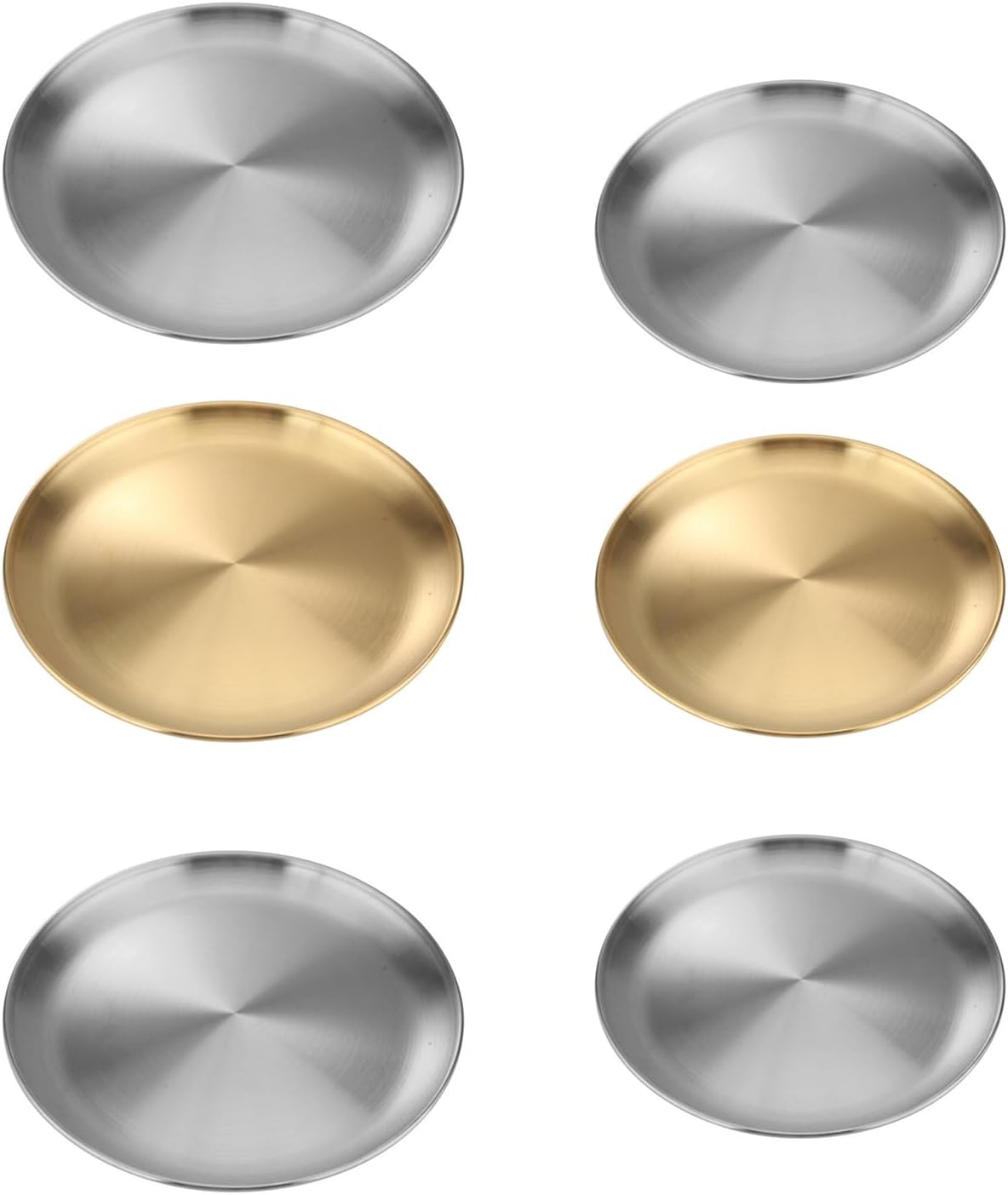 繊細なステンレススチールラウンドサービングトレイセット ノンスリップベース バーベキュー ピクニック パーティー キャンプ 食器用