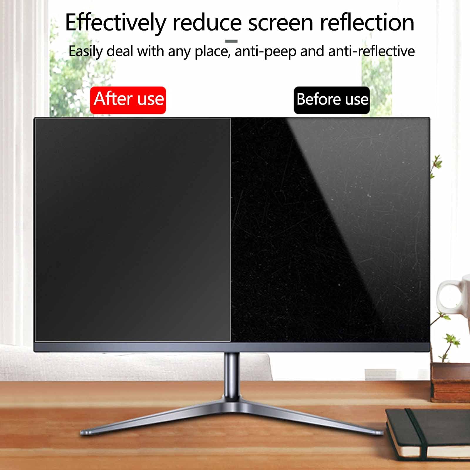 Filtre de confidentialité pour Ordinateur de Bureau, Filtre Anti-lumière Bleue et Anti-Reflets, Filtre d'affichage HD Double Face Disponible，23in(50.9cm*28.6cm)