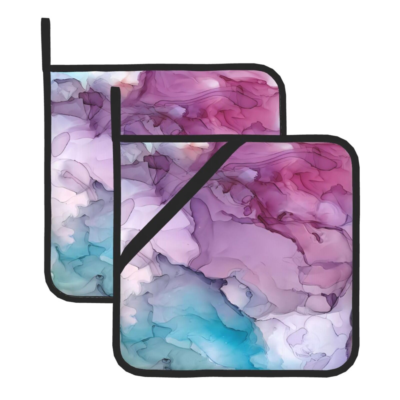 HJFCZH Abstract Marble Prints Square Hot Pads for Kitchen Counter - Waterproof Pot Holders, Durable Heat Resistant Throw Layers for Serving, Oven & BBQ - 2 Pack