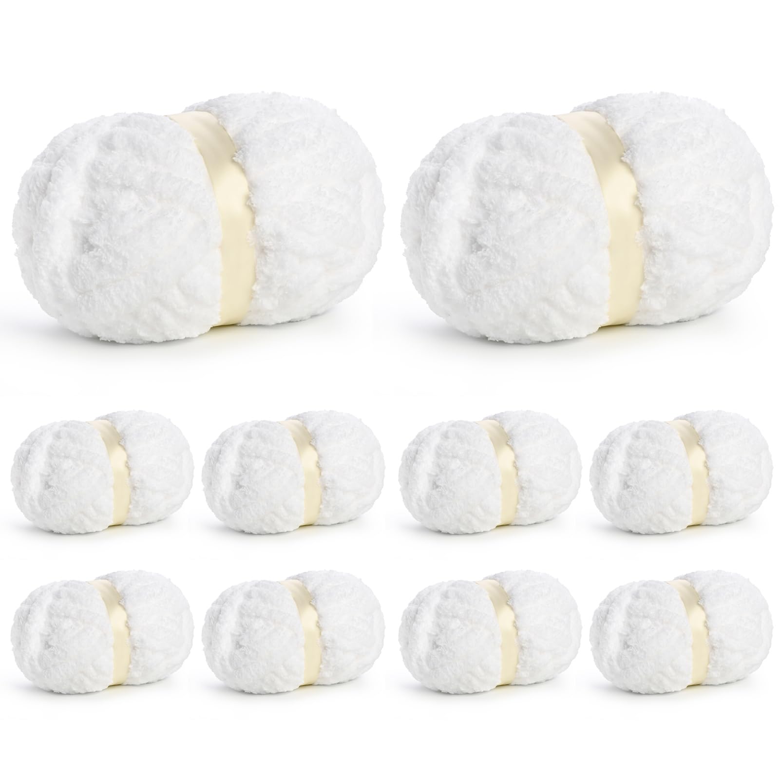10 Pack of Jumbo Chunky Yarn for Hand Knitting,10# Super Bulky-Fluffy Chenille Yarn, 220 yds/70.5 oz Soft Thick Yarn for Crocheting Chunky Knit Throw Blankets.(Snow White)