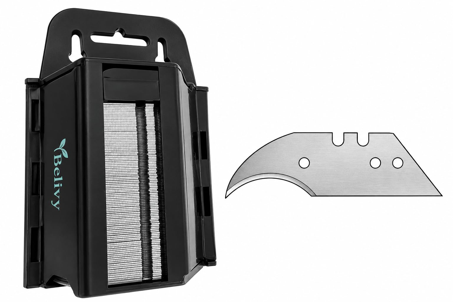 Heavy Duty Utility Concave Knife Blades – 100 Box | Universal Utility Blades for Flooring, Carpet, Vinyl, DIY & Crafts | Fits All Standard Utility Knives by Belivy