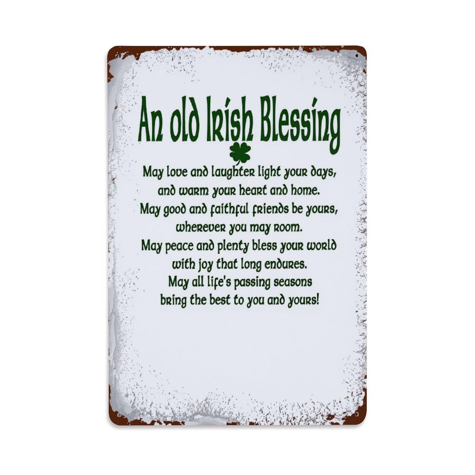 Enderetf Vintage Irish Blessing Text Pattern Print Tin Sign Metal Poster, Home Bar Garage Man Cave Cafe Indoor & Outdoor Wall Decoration 8X12inches