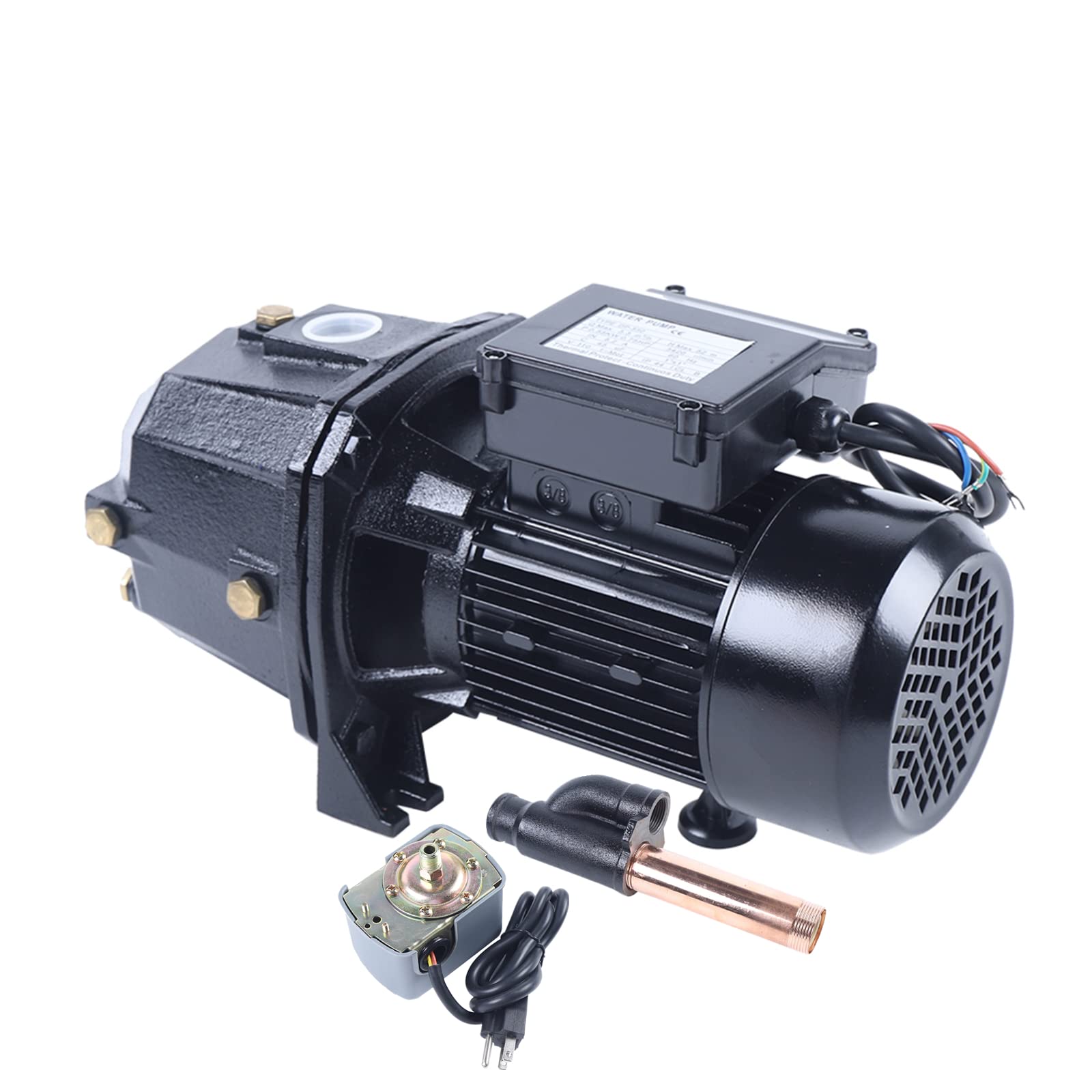 1 HP Cast Iron Shallow Well Jet Pump with Pressure Switch, 17 GPM Flow, 184ft High Lift, Garden Lawn Farm Home Irrigation Pressure Booster Pump