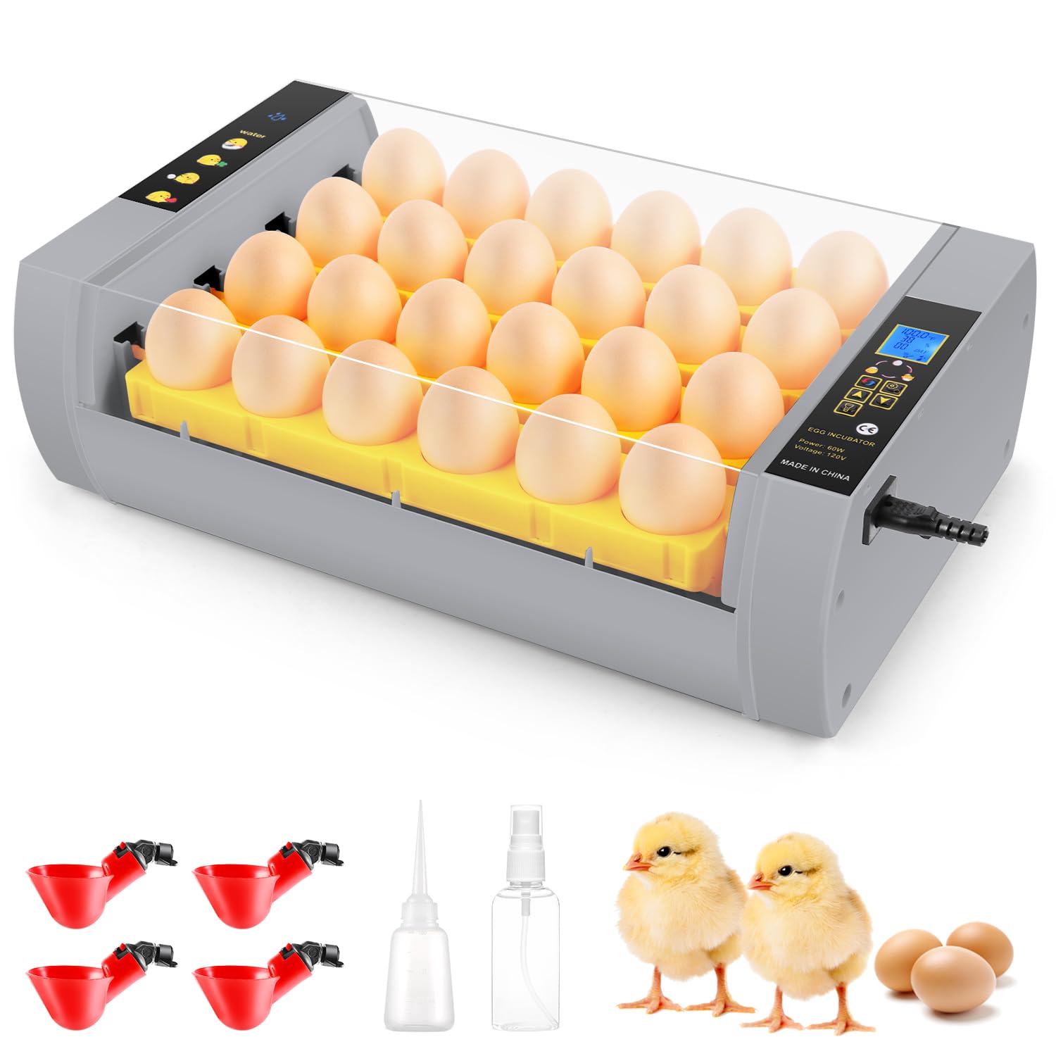 Sailnovo 12 Egg Incubators for Hatching Eggs with Automatic Egg Turning and Clear Lid, LED Display for Hatching Chicks Quail Birds, Small Egg Incubators Gift for Kids, White