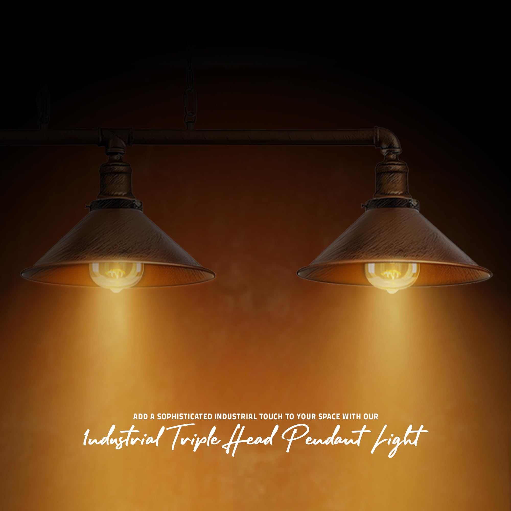 Steampunk 3-flammiger Metallrohr Kronleuchter mit verstellbarer Kette für Wohnzimmer - Bild 22 von 28