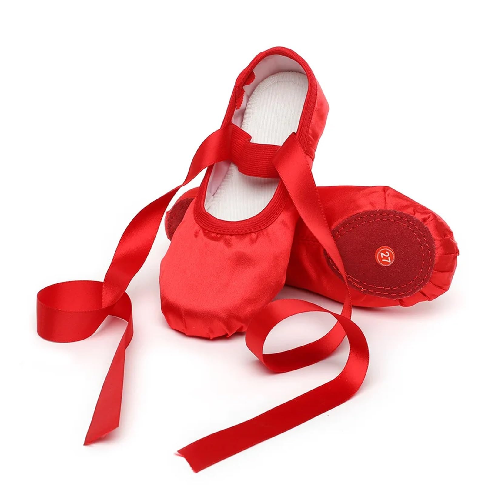 Ygsgjsp Girls Red Ballet Shoes Pink Dance Wear Satin Ribbon Soft Sole Ballet Shoes(,42)