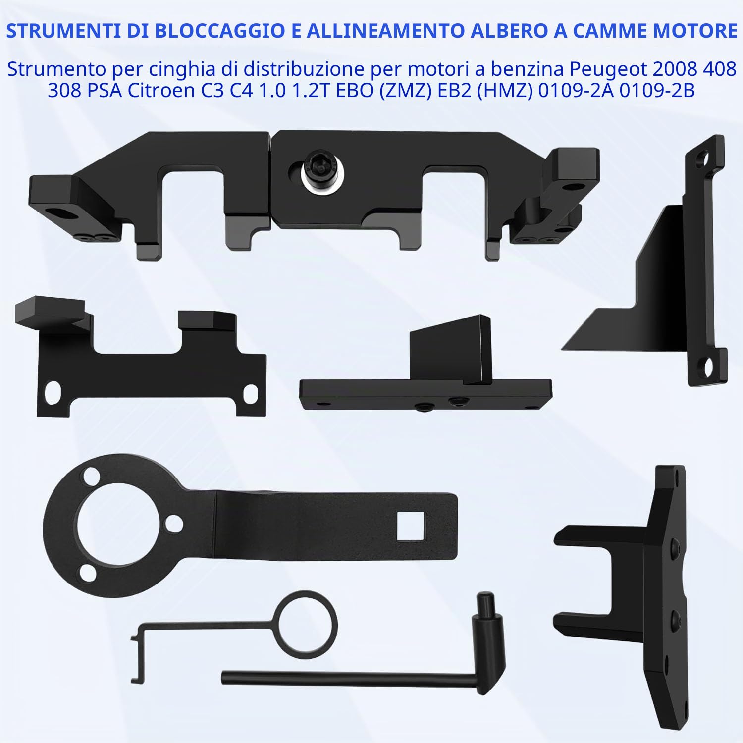ZKTOOL Strumento di Bloccaggio per Allineamento Albero a Camme Motore, Compatibile con Citroen Peugeot Opel 1.0 1.2 Motore a Benzina, Strumento Cinghia Dentata Motore, OEM 0109-2A, 0109-2B, 0109-2C