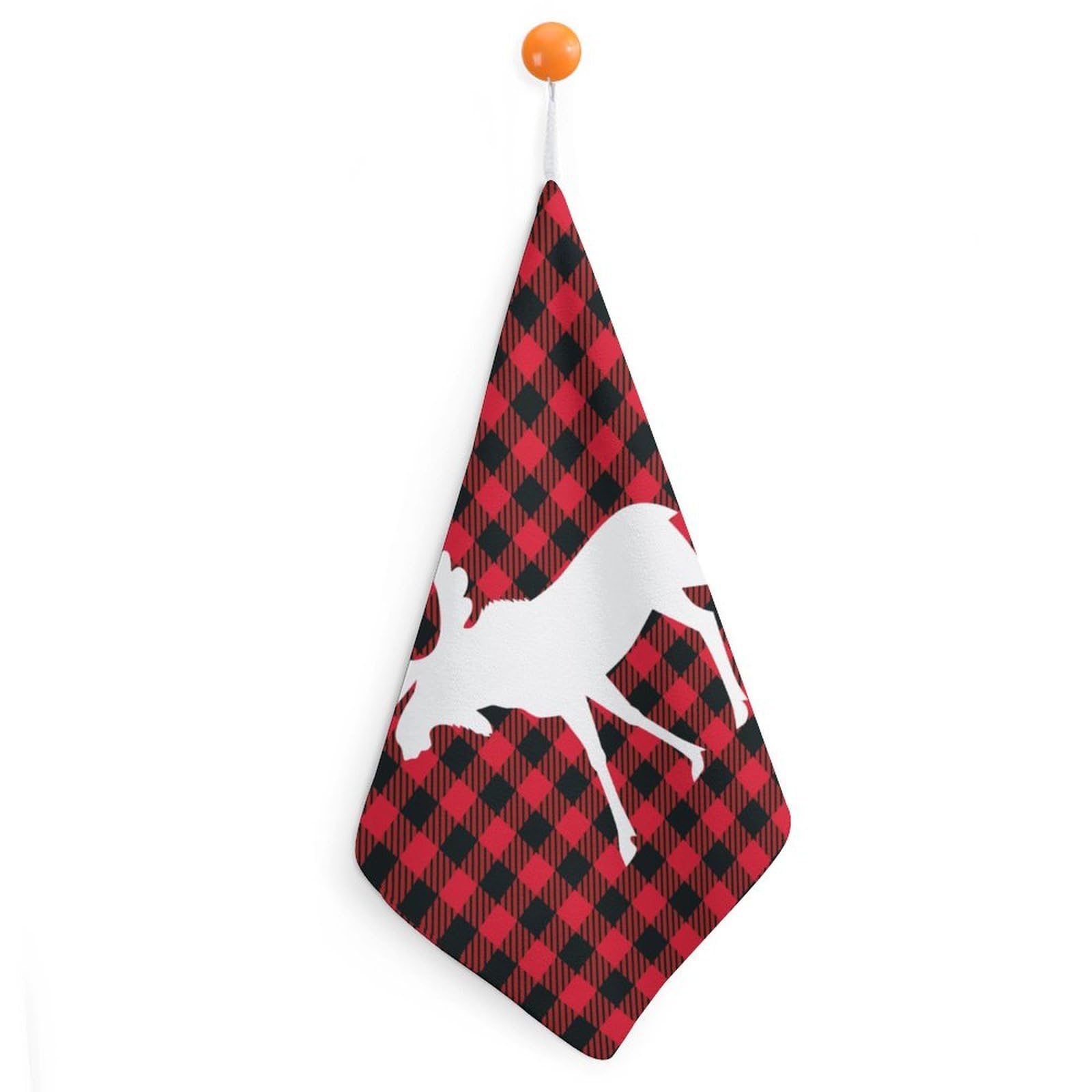 CGSBNGHA Moose Buffalo Plaid Hand Towel Hanging Face Towels Cleaning Cloths Handkerchief for Bathroom Kitchen