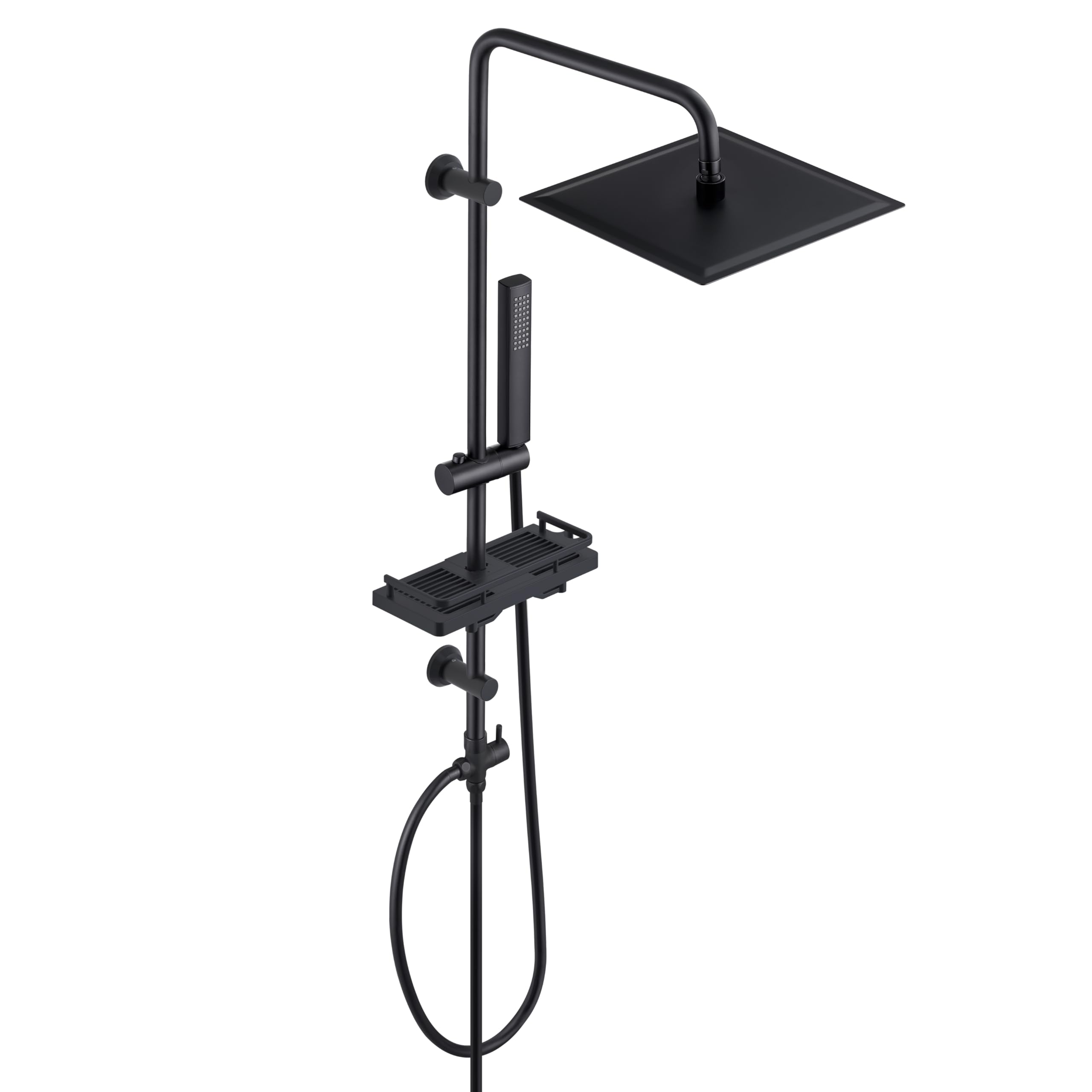 JOHO Edelstahl Duschset ohne Armatur, Regendusche Duschsystem Wassersparend mit Duschkopf, Duschstange, Duschschlauch, Kopfbrause Rund D25cm Chrom