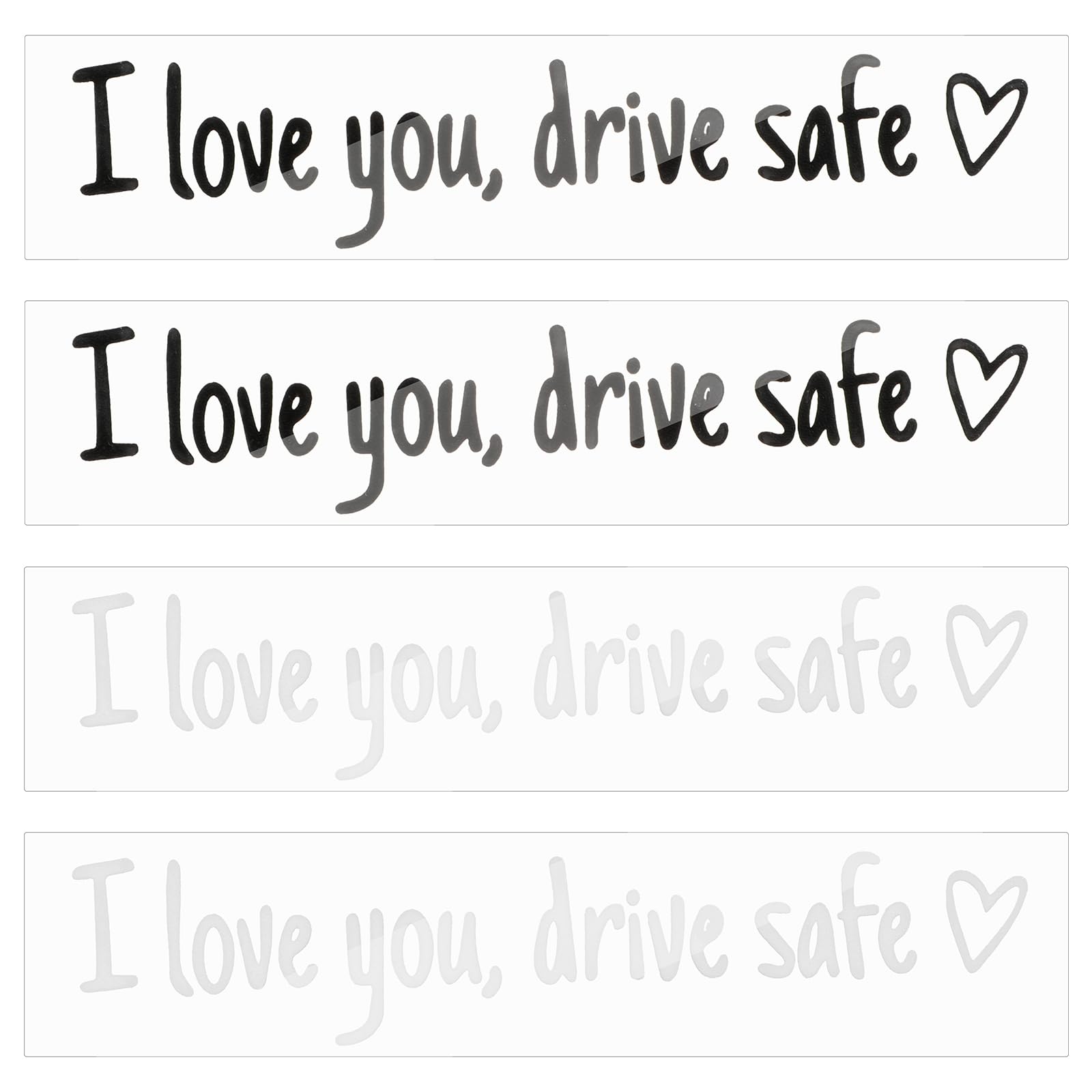 OuligayOuligay Pack of 4 I Love You Drive Safe Sticker, Reflective Mirror Sticker, Car Mirror Sticker, Positive Affirmations Car Sticker for Rear View Mirror and Window with Heart for Drivers Women Men