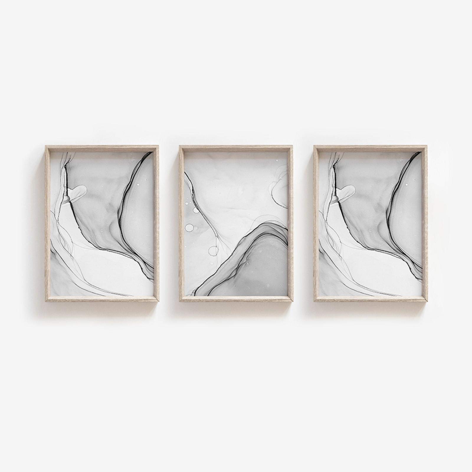 Peinture image décorative nordique marbre gris abstrait x3 - 7