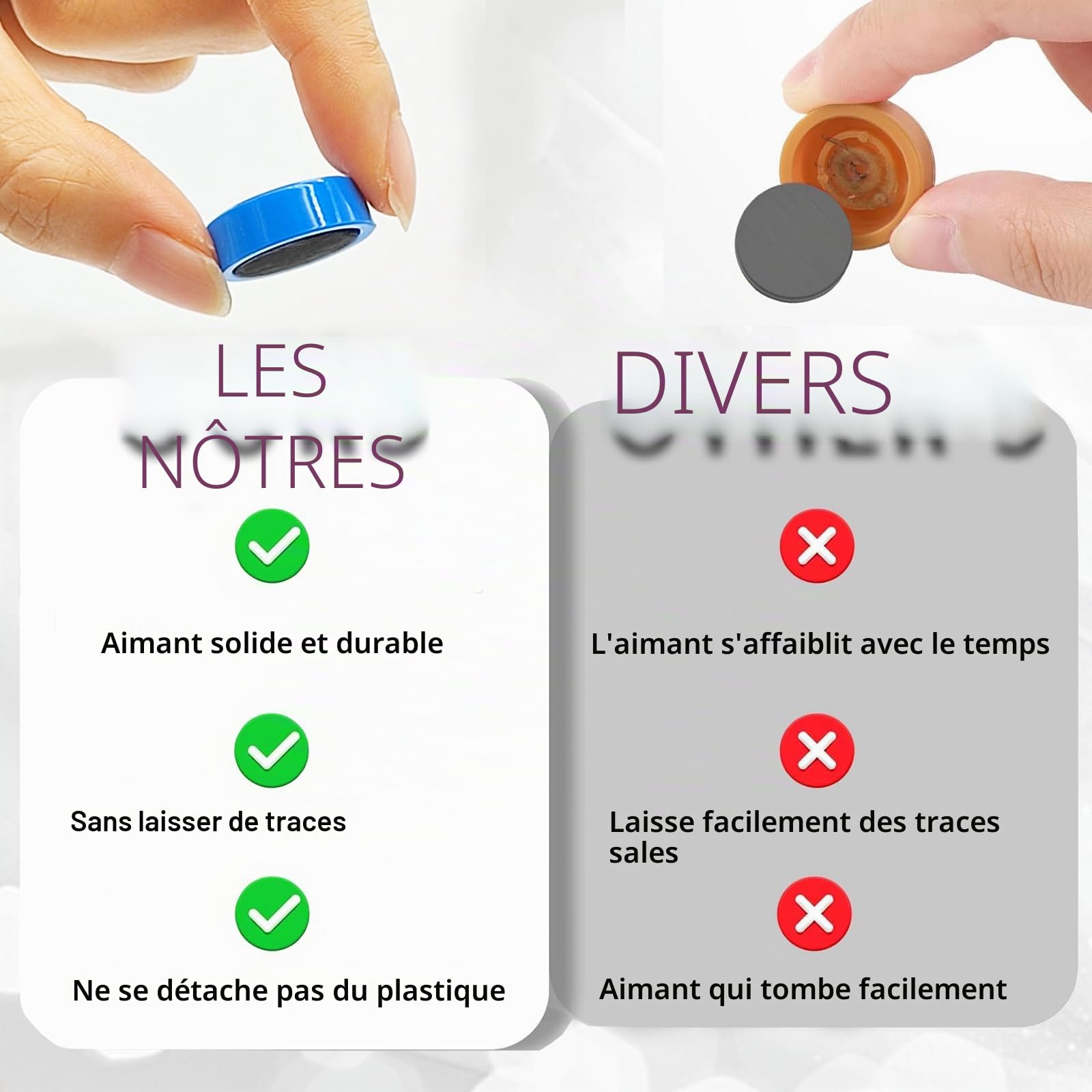 80PCS Aimant Frigo Puissant, Tableau Magnétique Plat, Mini Rond Magnets pour L'école, Bureau (Bleue)
