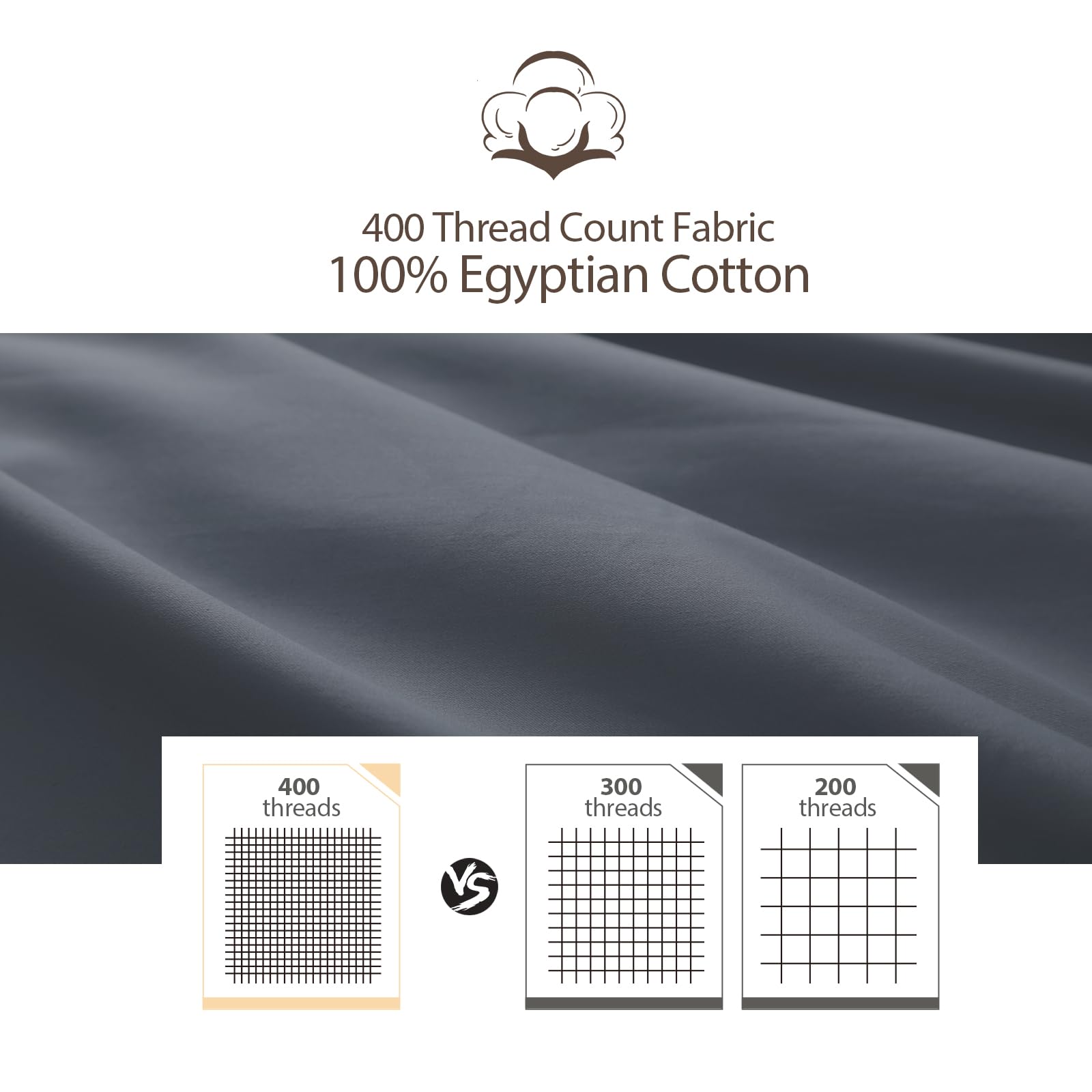 Paquete de 4 protectores de almohada estándar 100% algodón egipcio con cremallera oculta, fundas de almohada de 400 hilos, tejido satinado, fundas de almohada refrescantes, suaves, transpirables, no