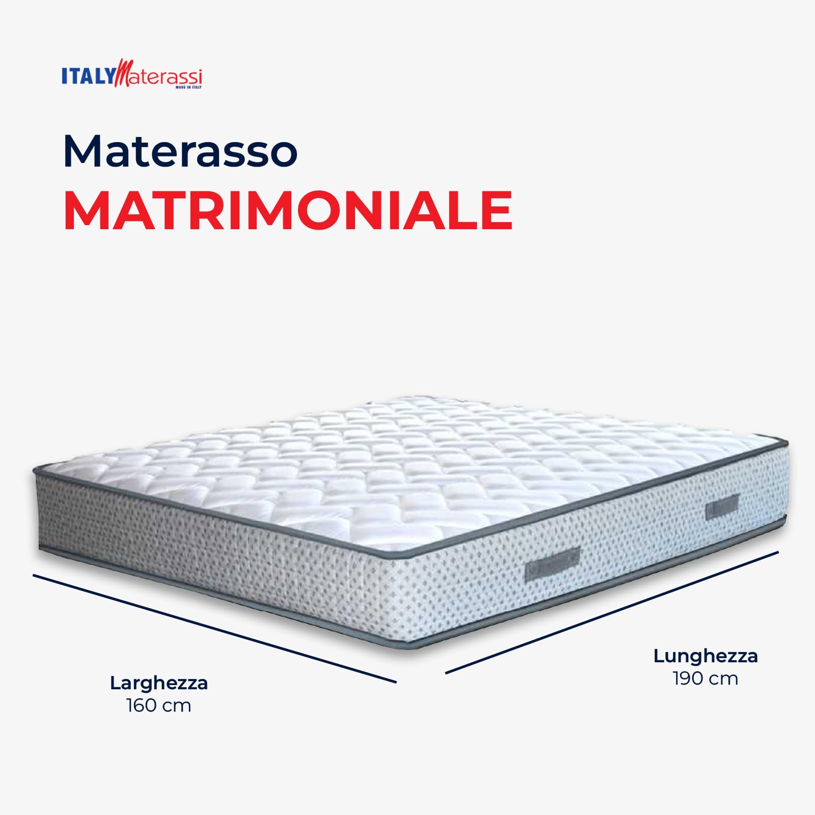 ITALYMATERASSI, Materasso MEMORY matrimoniale 160x190 cm | 6 cm di Memory | Materasso ortopedico CONTRO IL MAL SCHIENA H24cm mod. FIRENZE, base materasso rigida in AirPur e tessuto e anallergico