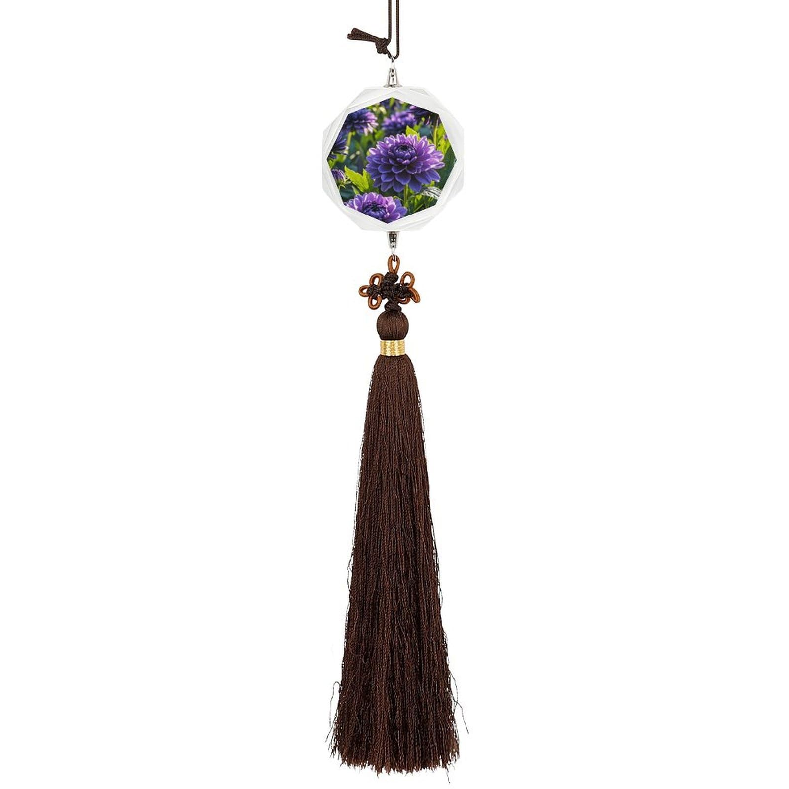Crystal Auto Pendant Charms Hexagon Crystal Car Rear View Mirror Charms Purple Flower Auto Hanging Interior Ornament Pendant Car Interior Accessories for Women Men CarCharms Decor