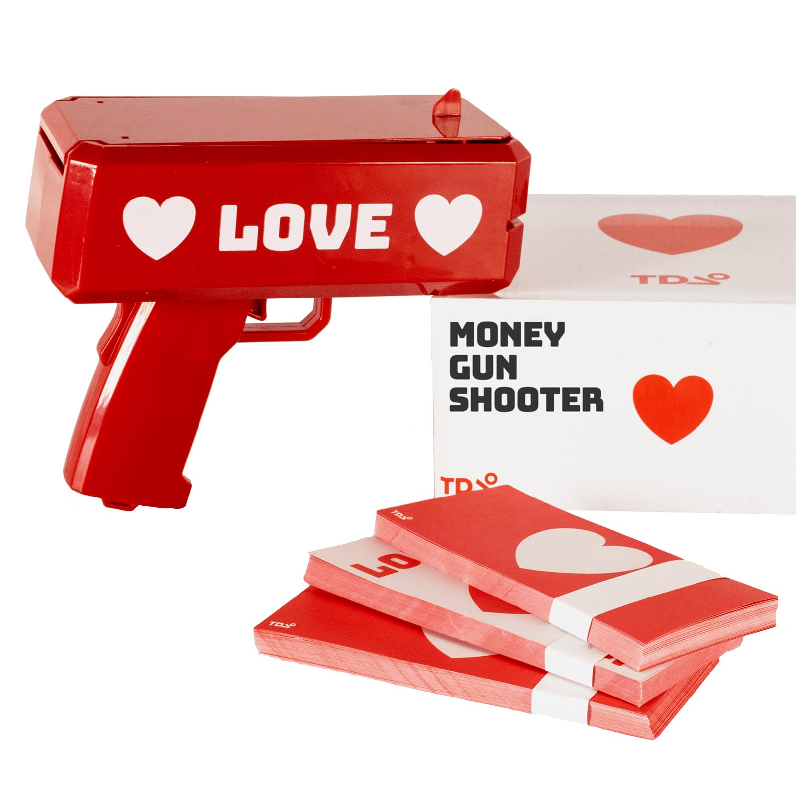 Love Blaster Money Gun – Shoots Heart-Shaped Bills – Fun Prop Gift for Parties, Weddings, TikToks & Gifts – Party Money Shooter