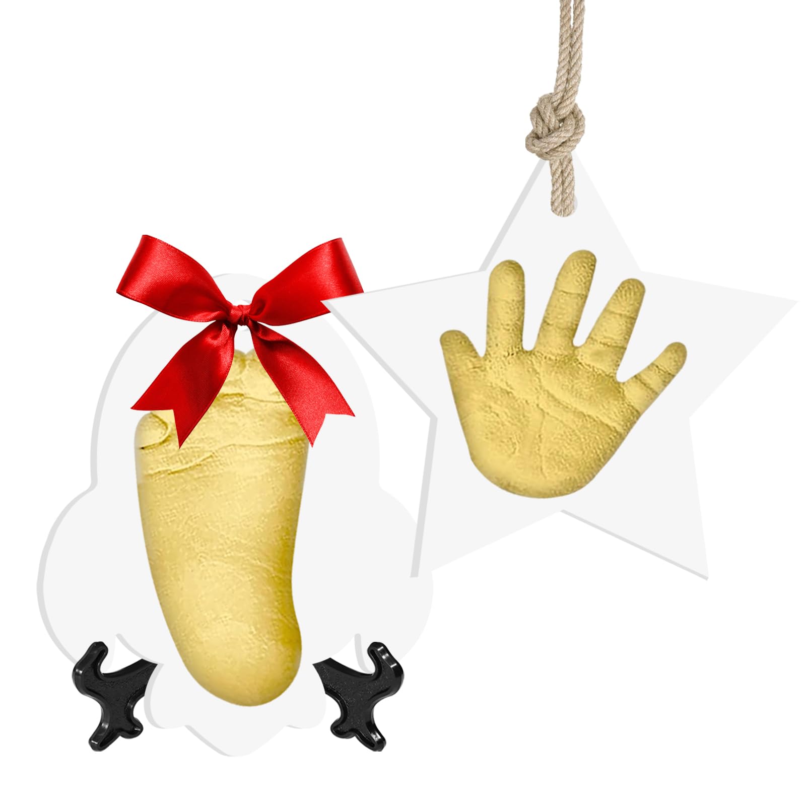 Baby Handprint Ornament Kit - Personalized Handprint Keepsake with Hand Print Mold Kit, Non-Toxic Clay for Newborns & Pets, DIY Baby Shower Gifts for New Moms, First Christmas & Mother's Day Crafts