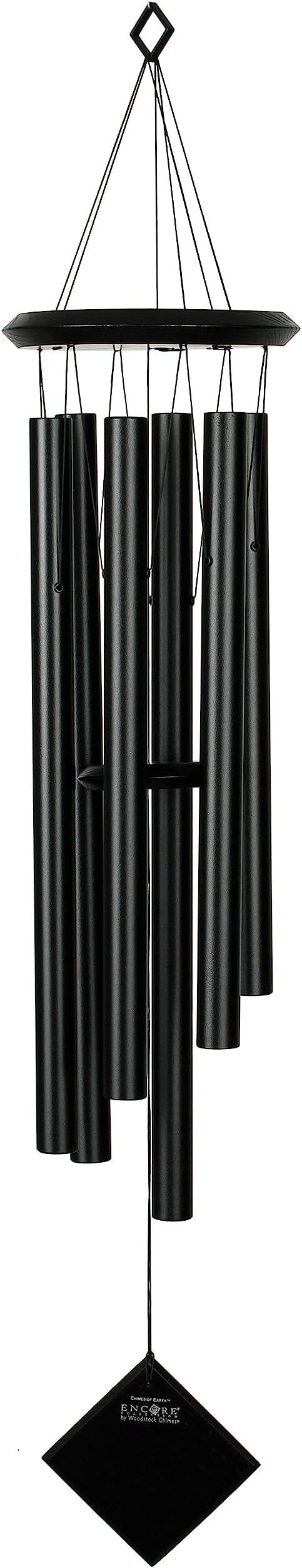 Pluto Wind Chime for Outside 37" Black Wood Medium Tone Sound for Outdoor Garden, Patio, Porch Decor Gifts, Encore Collection, DCKK37