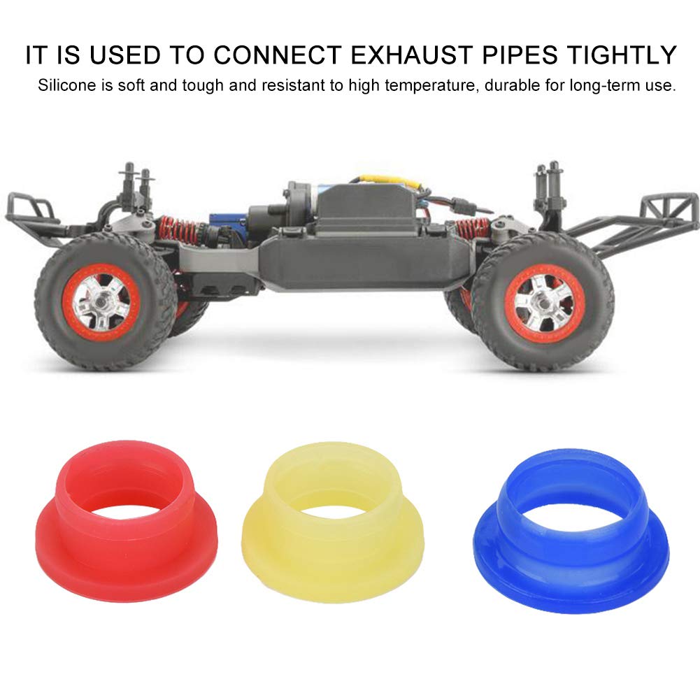 UPALDHOU 3Pcs Exhaust Pipe Silicone Gasket, Engine Exhaust Pipe Tubing Joint Adapter Silicone Gasket for HSP 1/8 RC Car