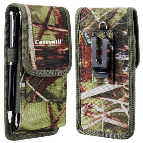 Caseswill for Samsung Galaxy Z Fold6 / Z Fold5 / Z Fold4 / Z Fold3 / Z Fold2 / Z Fold 5G Case Rugged Nylon Cell Phone Belt Clip Holster Carrying Pouch with Card Holder - Camouflage
