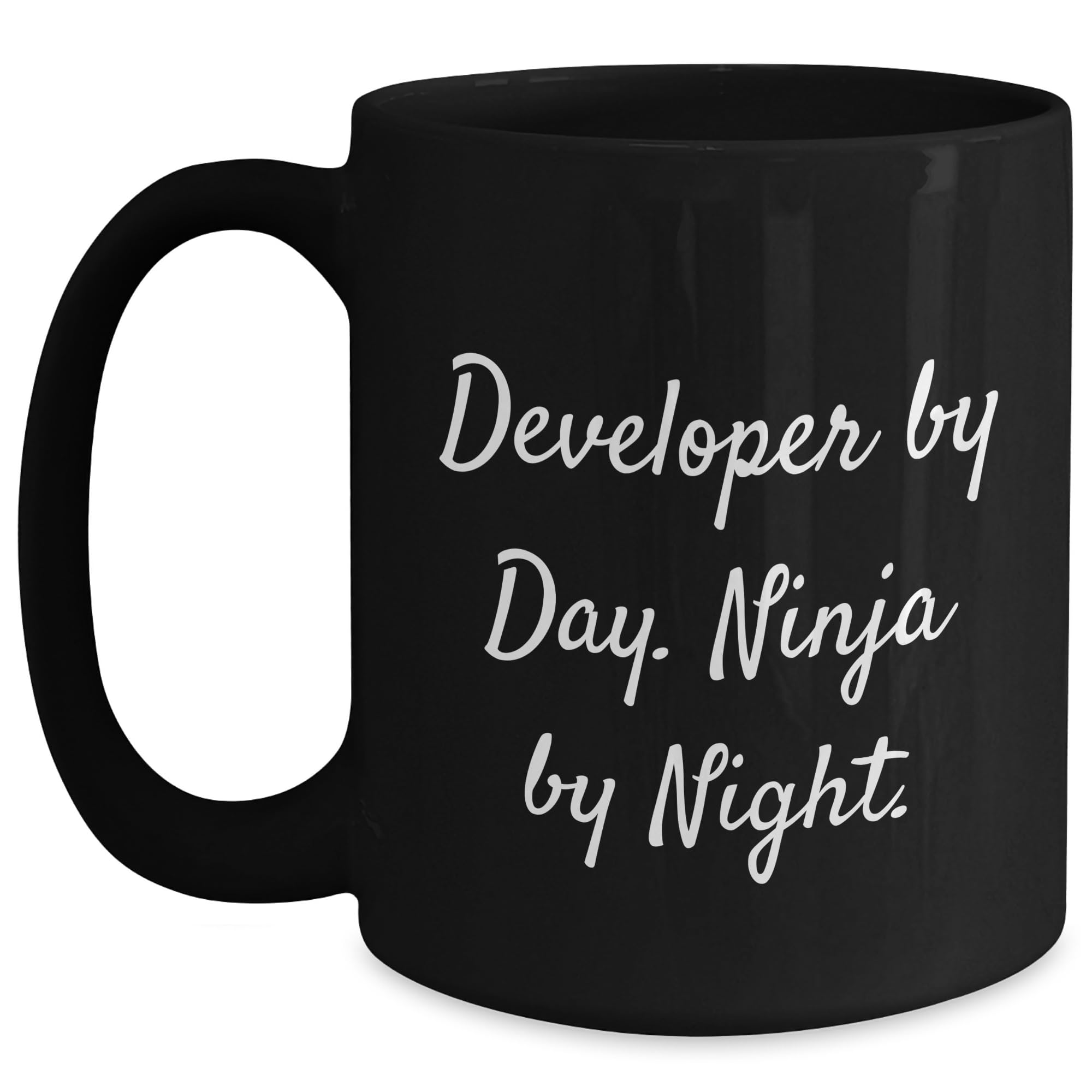 Developer By Day. Ninja By Night. Gifts from Friends for Developer, Black Coffee Mug, Christmas Unique