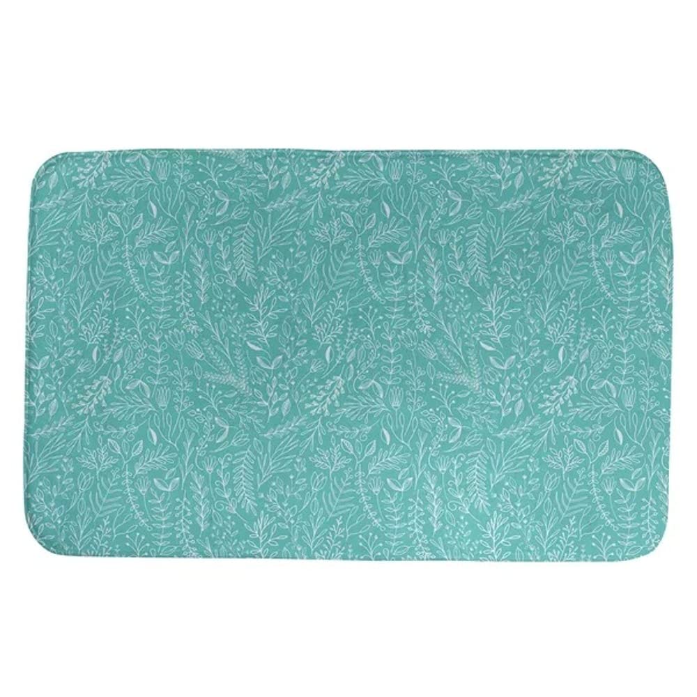 Luxurious 1 Piece Teal White Super Soft Bath Rugs For Bathroom Size 17 W x 24 L Non-Slip