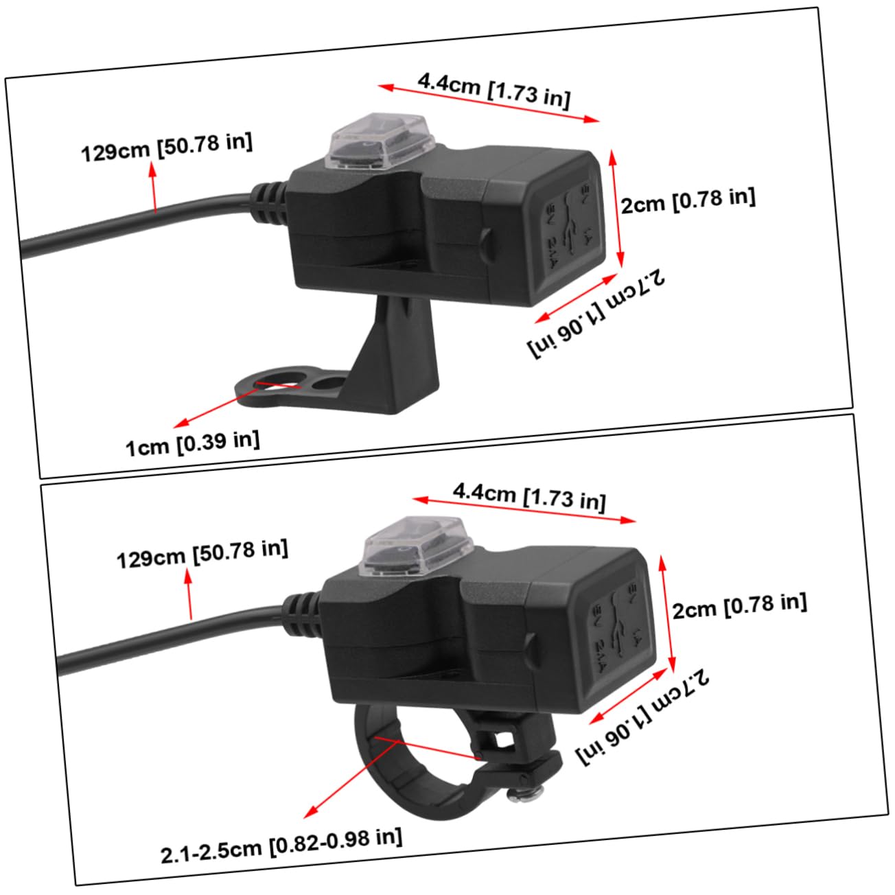 BUGUUYO Dual Port USB Motorcycle Charger Handlebar Mount 3.1a Fast Charge for All Vehicles