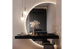 Half Circle Mirrors for Wall: Smart Bathroom Mirror 120cm Half Moon LED