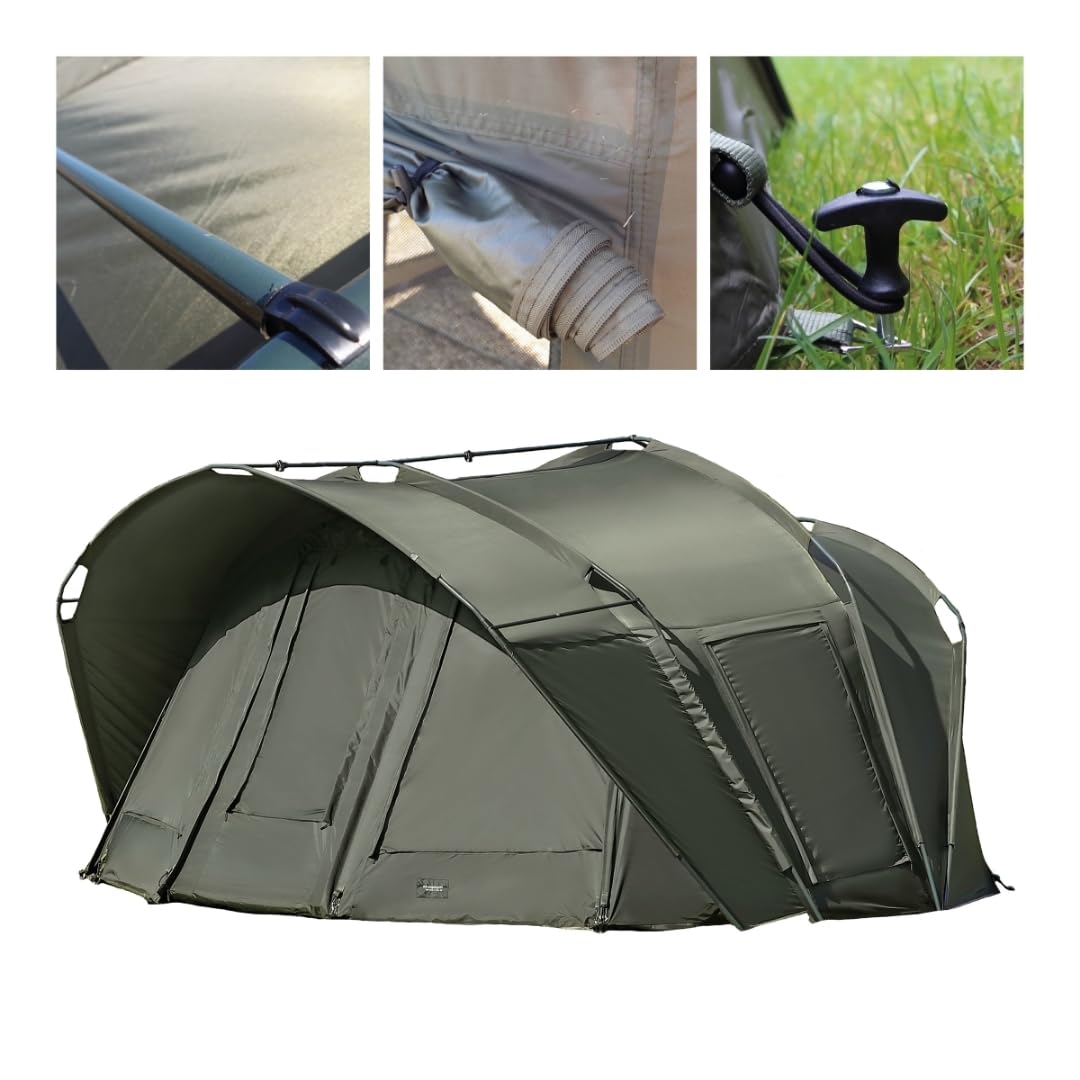 MK-Angelsport Fort Knox Air - Tienda de campaña para 4 personas, altura interior, 1,8 m, incluye martillo de goma 2-3