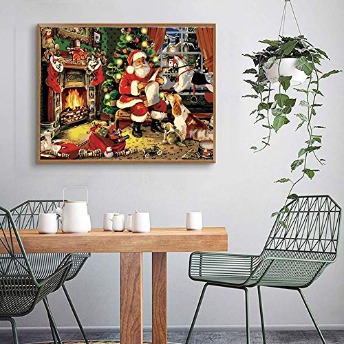Kimily Diy Paint By Numbers For Adults Kids Paint By Numbers Christmas Diy Painting Acrylic Paint By Numbers Painting Kit Christmas Santa Claus Home Wall Living Room Bedroom Decoration #TOP2