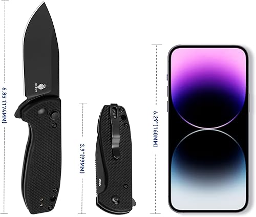 Miniatura 6 de Kizer Amicus Cuchillo de bolsillo pequeño, 2.95 pulgadas 9Cr18MoV hoja de acero, mango negro G10 plegable EDC cuchillo L3002A1