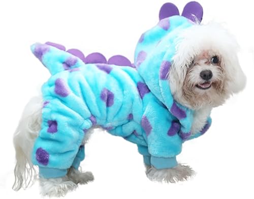 Disfraz de dinosaurio para perro, sudadera con capucha para perro, abrigo de invierno para perros pequeños y medianos, gatos, pijamas de perro para