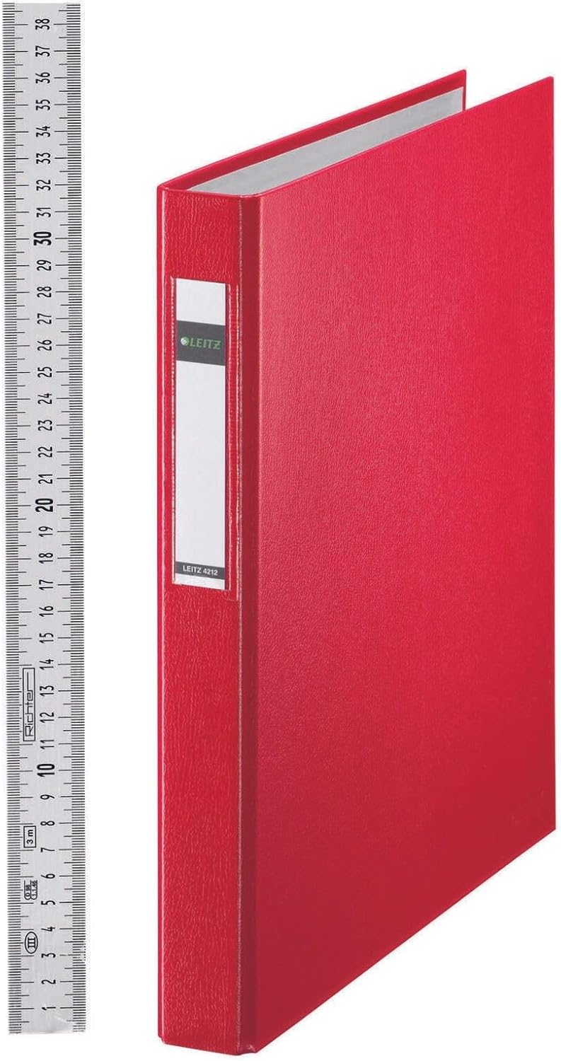 Leitz Storage Binder, A4, 25 mm, 4 D-Ring, Red