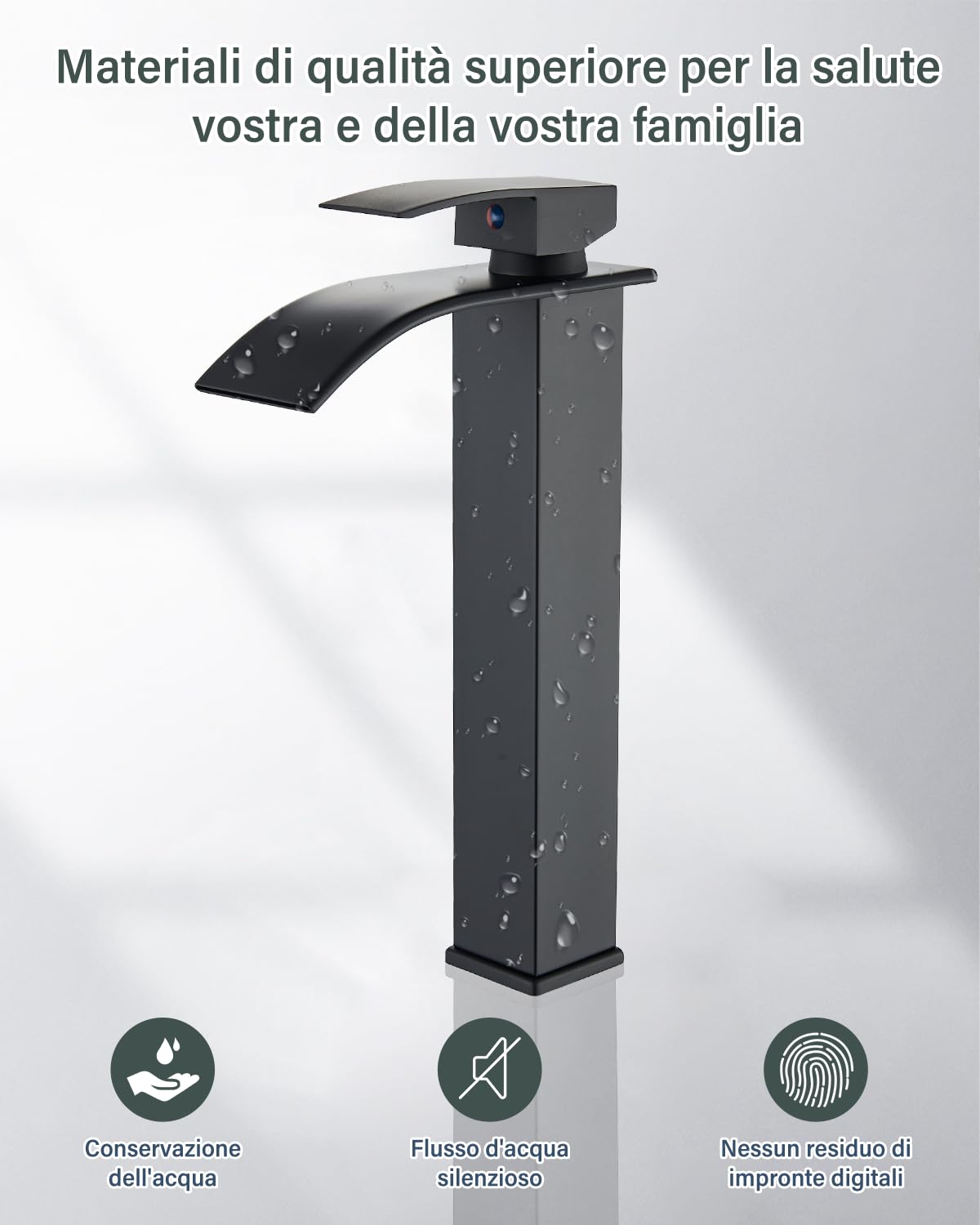JUNSHENG Miscelatore per Lavabo, Miscelatore per Acqua Calda e Fredda per Bagno, Miscelatore per Lavabo Nero, Miscelatore per Bagno a Una Maniglia