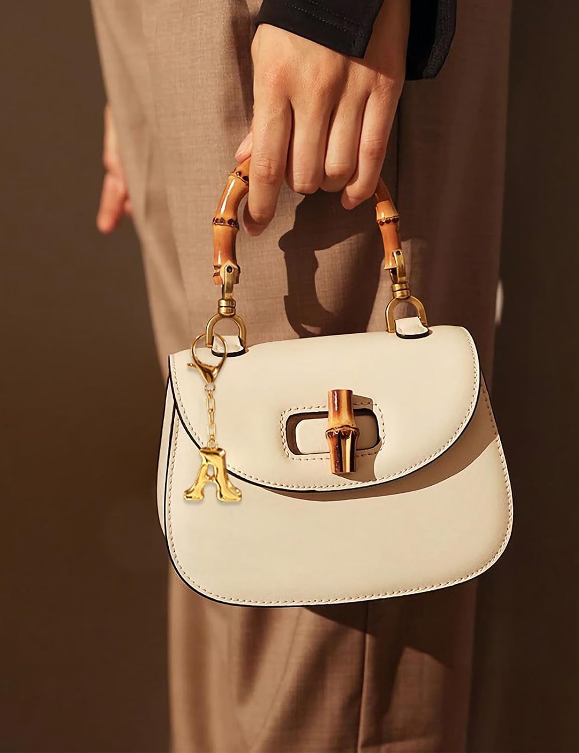 WOWORAMA Initial Letter Keychain for Women Chunky Gold Bubble Letter Bag Charm Purse Charm Personalized Keyrings Accessories - Image 8