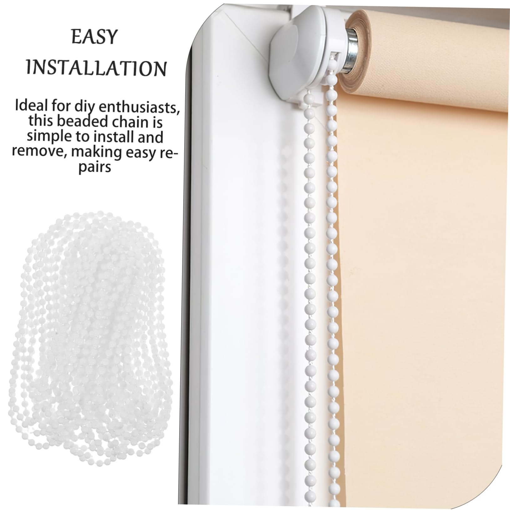 Cabilock Replacement Parts for Window Blinds 11pcs Beaded Rope Chain for Vertical Shades Roller Blinds Install