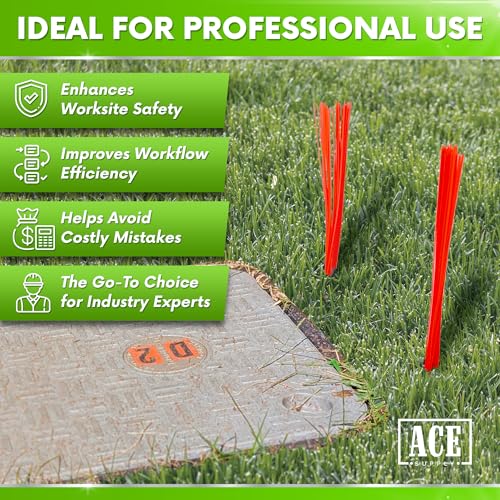 ace supply pink marking whiskers - 250 pack - durable marking whisker set - use survey whiskers as survey stakes construction markers or trail markers