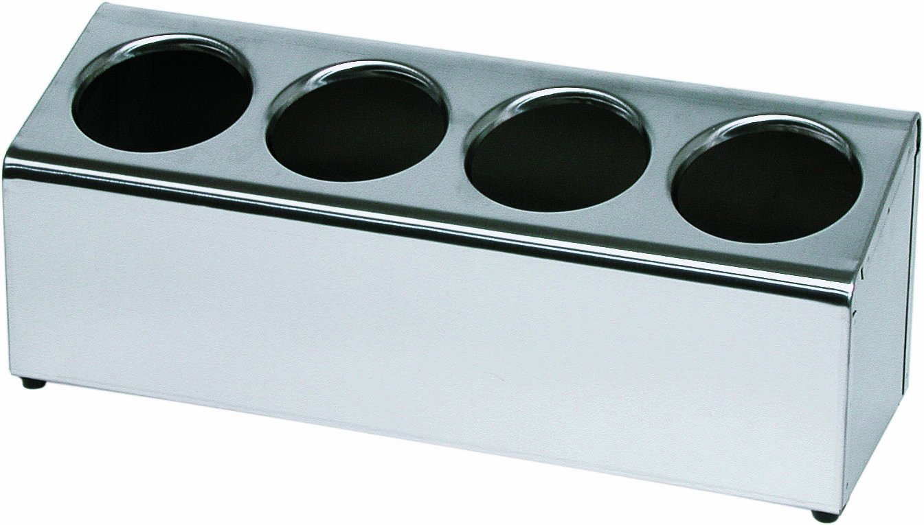 Besteckbehälter für 4 Besteckköcher Edelstahl 49,5 x 15 cm schwere Ausführung