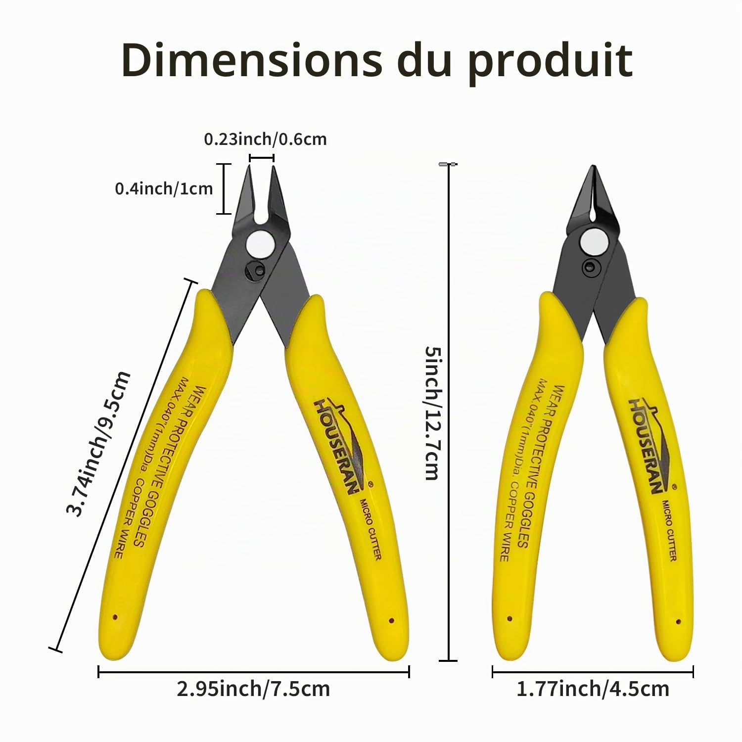 Lot de 10 micro-pinces coupantes affleurantes de 12,7 cm avec ressort, pince coupante latérale, mini coupe-fil pour la fabrication de bijoux, modèles en plastique, attaches zippées, appareils