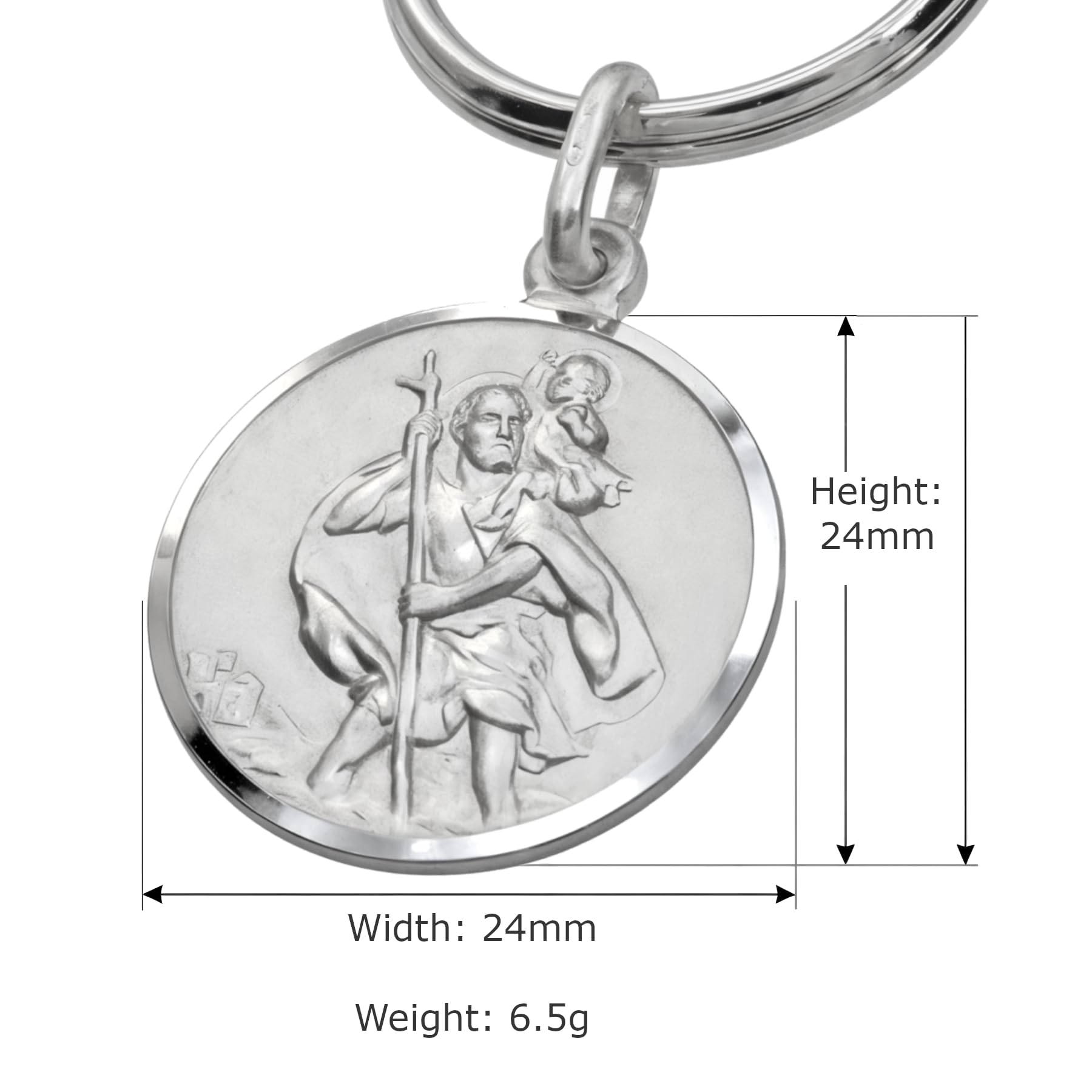 Alexander Castle Porte-Clés Saint Christophe en Argent Sterling 925 pour Homme - St Christophe Porte-Clés Réversible pour Voiture avec Coffret Cadeau Bijoux