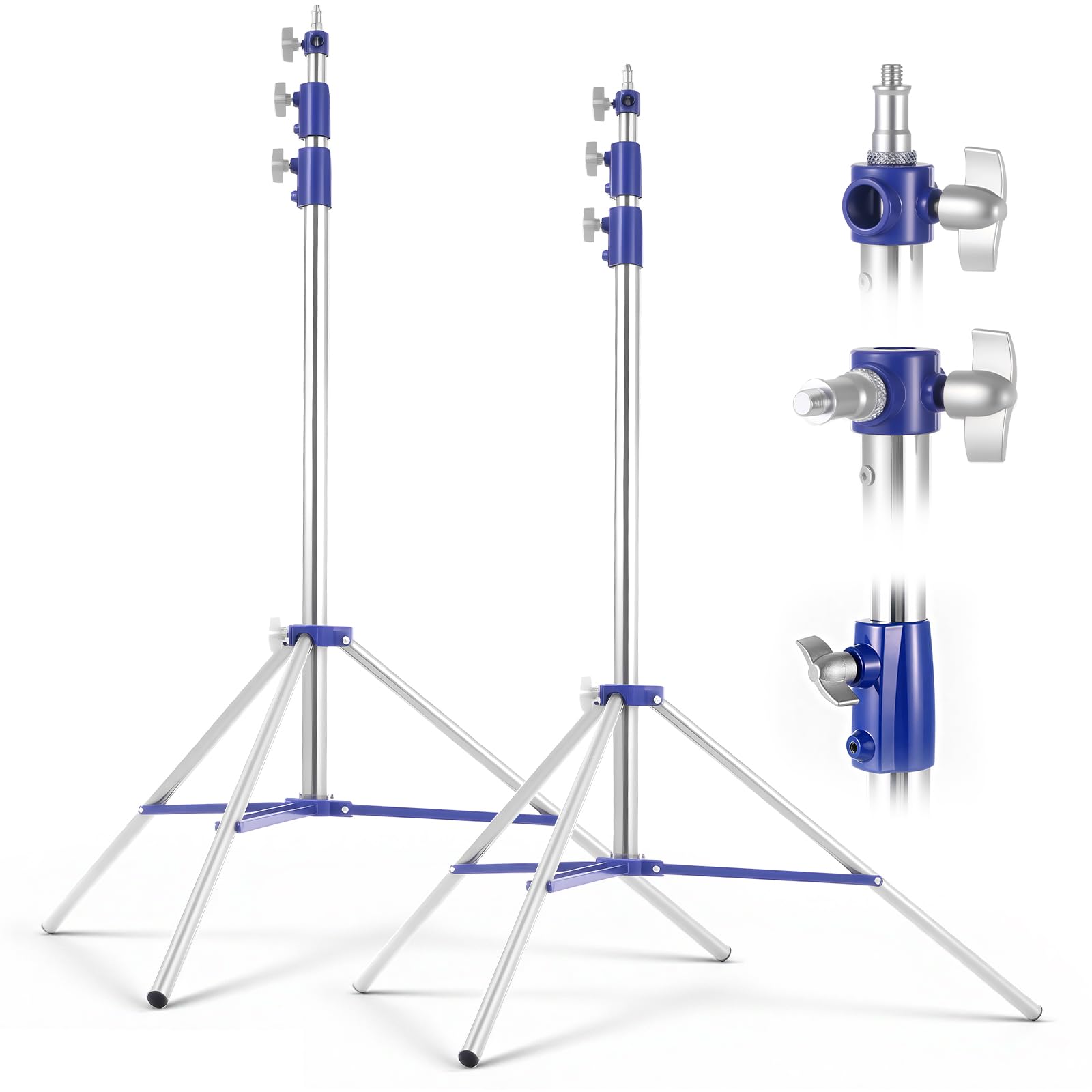 Light Stand Photography Kit, 10.5ft/320cm Studio Light Stand with 1/4" and 3/8" Screw, Adjustable Lighting Stand for Softbox, Ring Light, LED Panel, Professional Light Stand Tripod-2 Pack