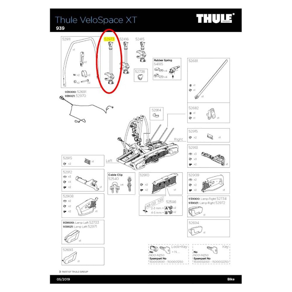 BRAZO LARGO THULE VELOSPACE XT 939 SIN CERRADURA