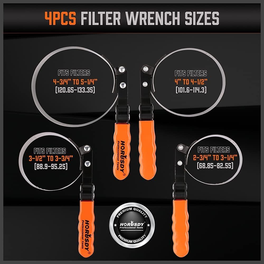 HORUSDY 12\" Adjustable Oil Filter Pliers - Filter Wrench Removal Tool Fits 2.5\" To 4.625\"