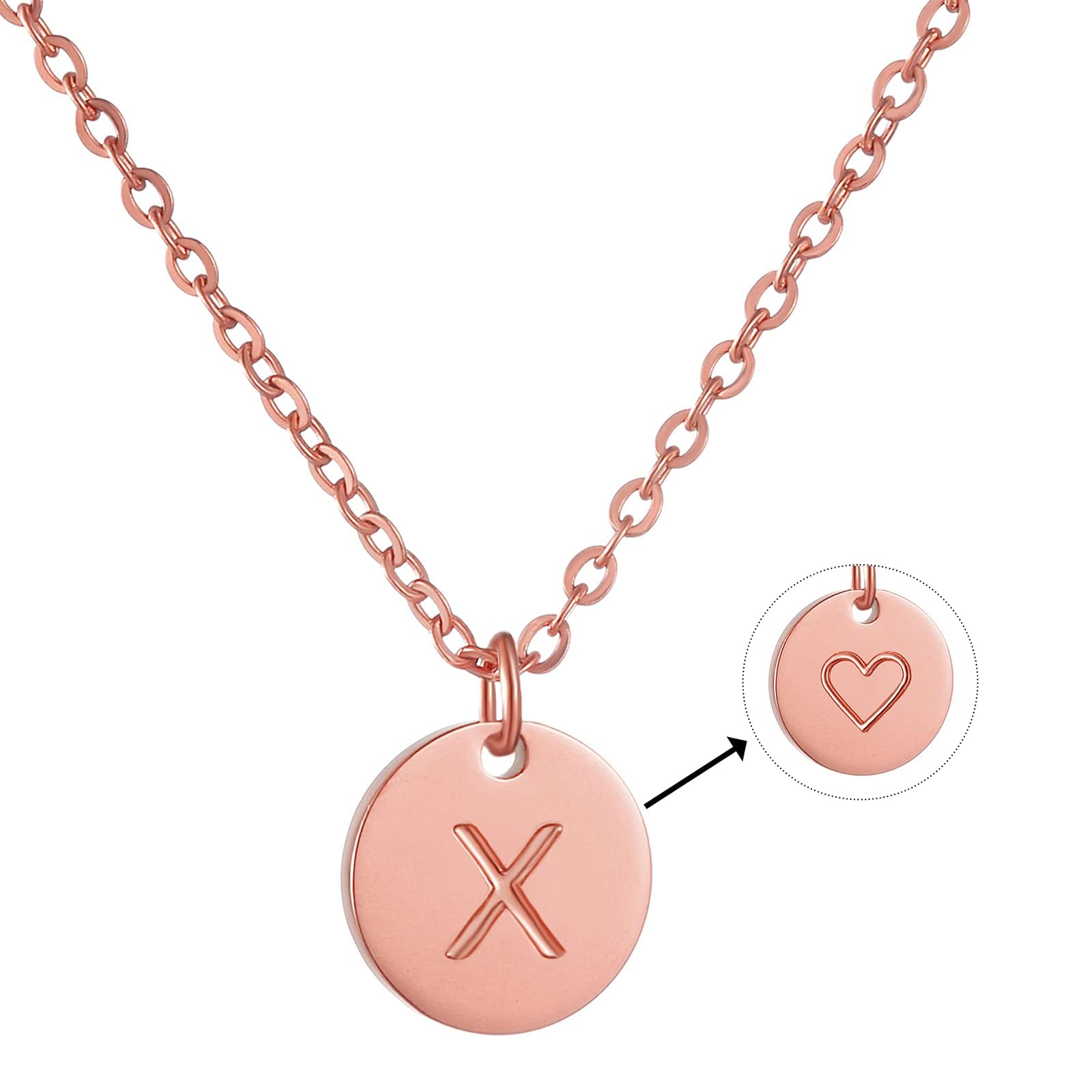 AFSTALR Damen Initialen Kette Buchstaben Anhänger Gold/Rosegold/Silber Kette mit Herzen Geburtstagsgeschenk für Mädchen