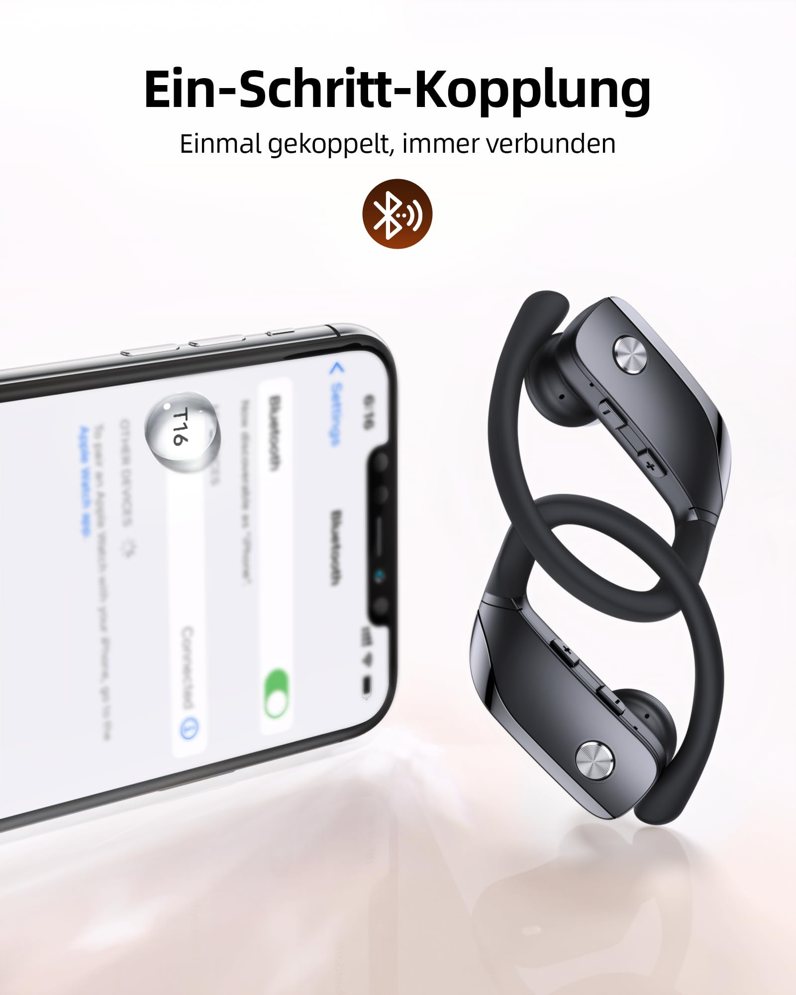 Sportowe słuchawki douszne Bluetooth, bezprzewodowe słuchawki douszne z odtwarzaniem 80 h, podwójny wyświetlacz LED, haczyk na ucho z mikrofonem, dźwięk stereo, łatwe sterowanie przyciskiem, sportowe