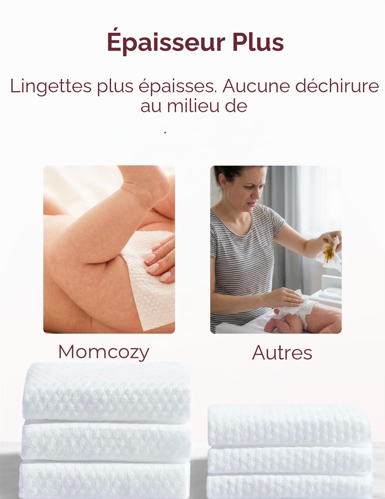 Momcozy Lot de 8 paquets de lingettes nettoyantes pour bébé - Design extra large - 99 % à base d'eau - Sans parfum et hypoallergéniques - Lingettes nettoyantes et hydratantes pour peaux sensibles