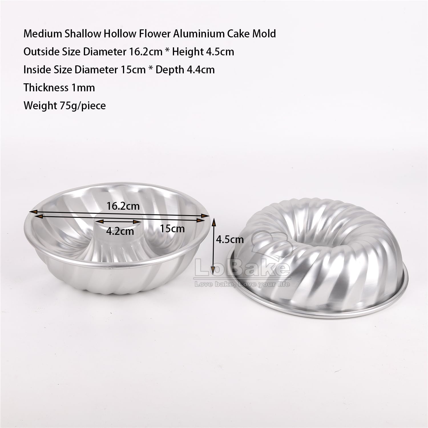 Round Cake Mold Fluted Wall Hollow Angel Anodising Aluminium Pan Bread Toast Mould DIY Baking 11cm 15cm 19cm Diameter 2pcs/lot (2pcs Medium Size)