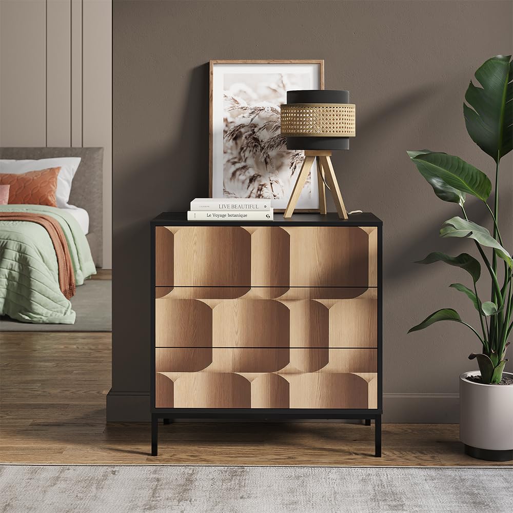 Vicco Commode Eliza, Noir/chêne, 80x81.2cm