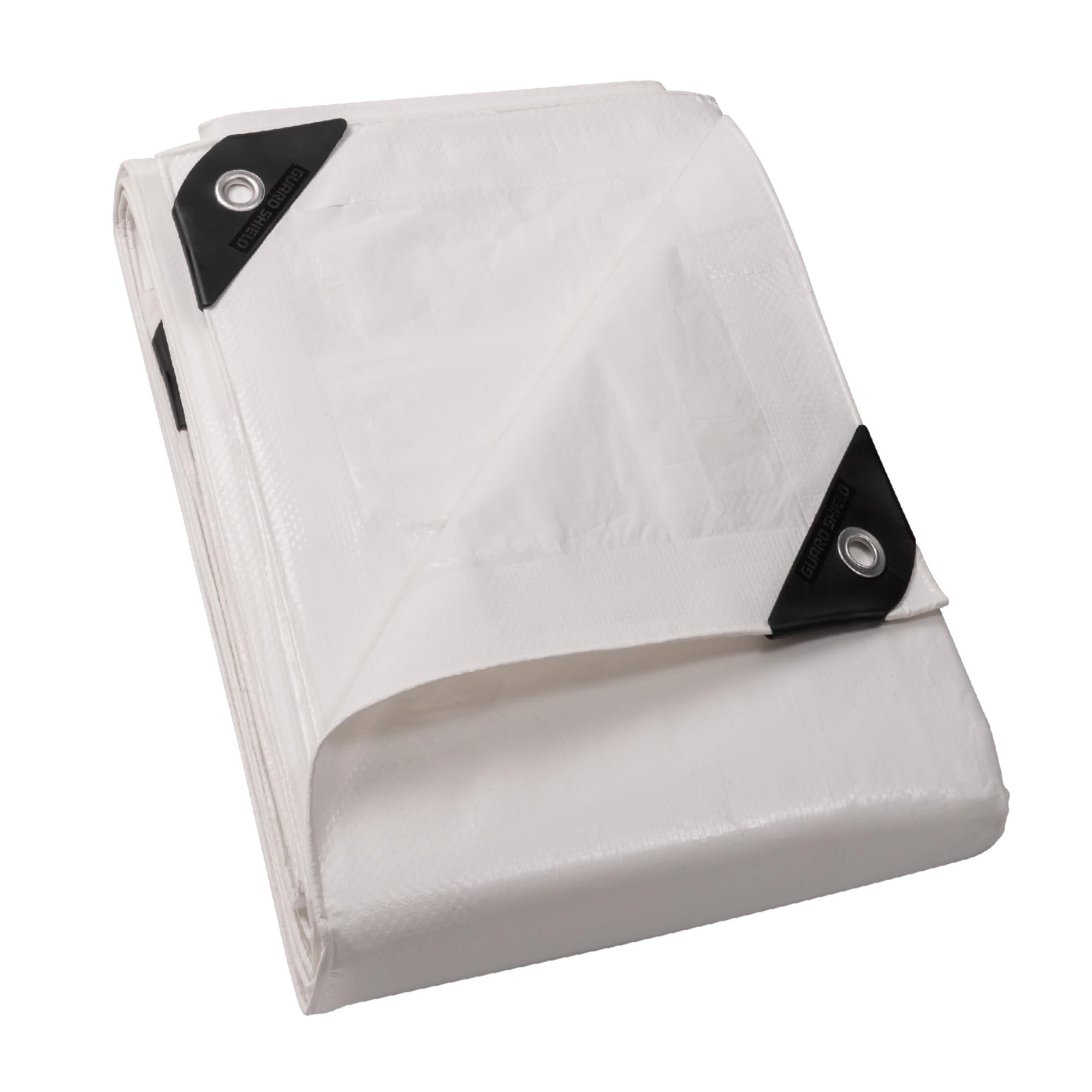 GUARD SHIELD White Tarpaulin 2m x 2m Waterproof Tarp with Eyelets UV Resistant Multi-purpose for Outdoor 120g/m²